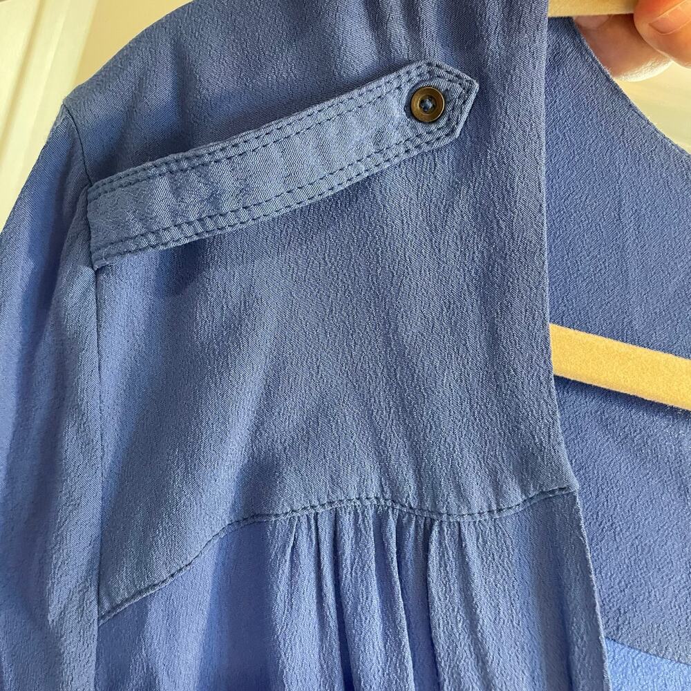 Maeve Anthropologie Blue V-Neck Utility Dress, Size L - Picture 11 of 16